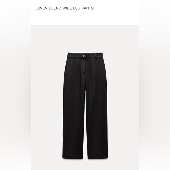 Zara - Black Linen Blend Wide Leg Pants - size Small - Picture 1 of 5